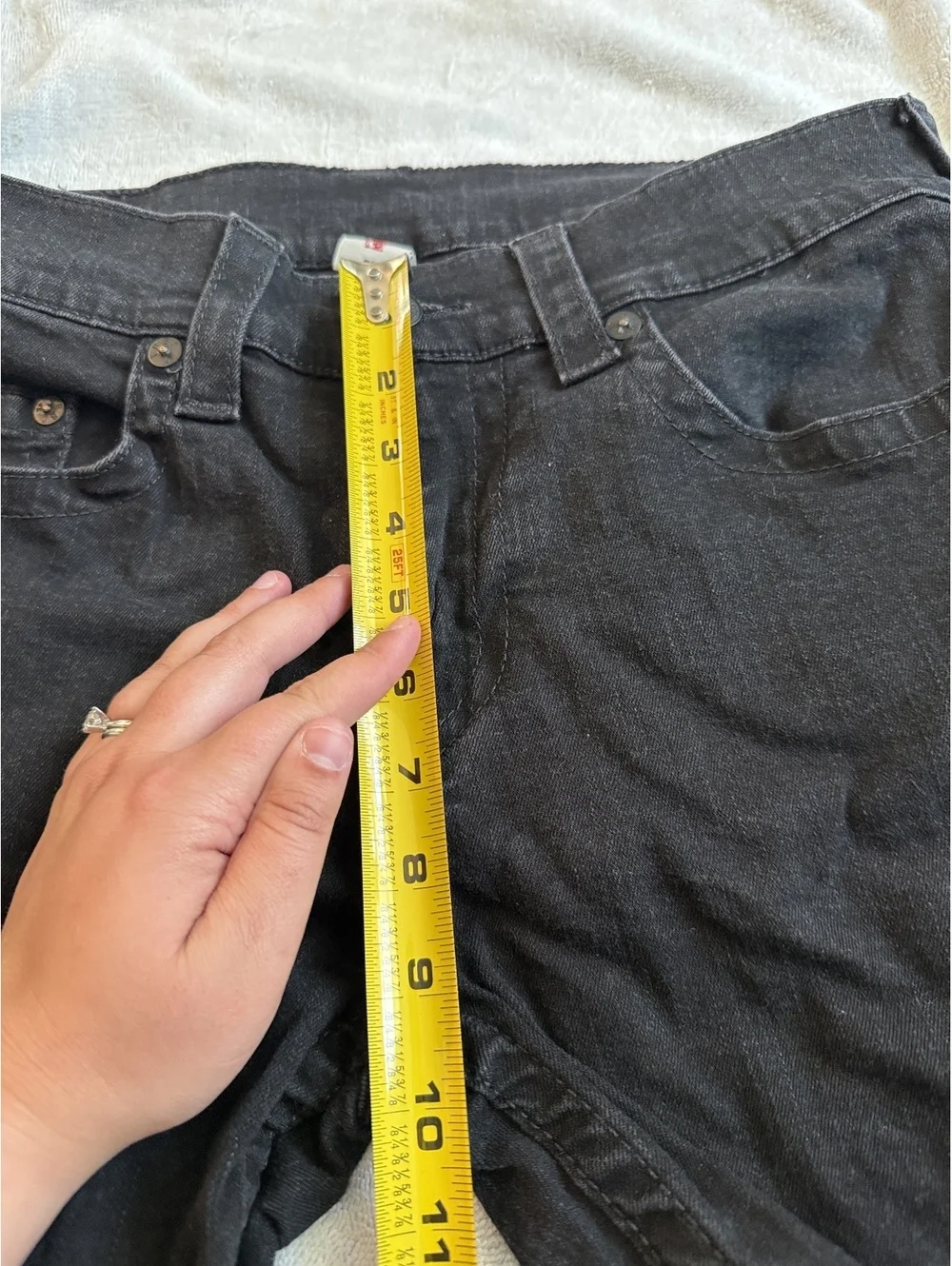 True Religion Y2K Skater Jort Black Denim Bermuda Shorts Size 32